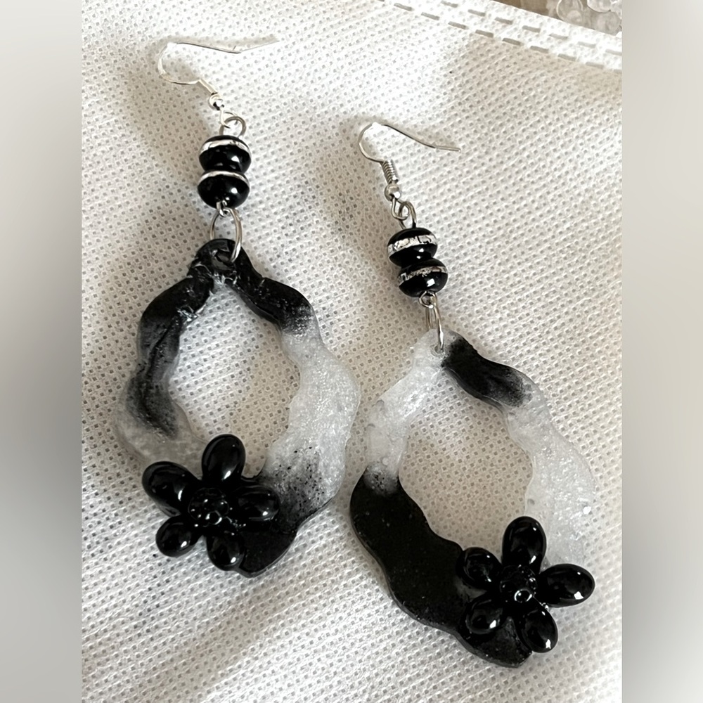 Floral zebra dangles
